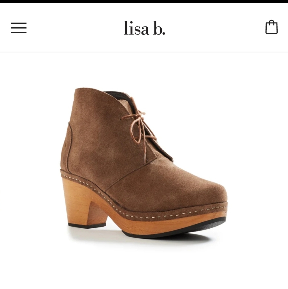 Smooth Toe Bootie Clog in Mushroom Suede